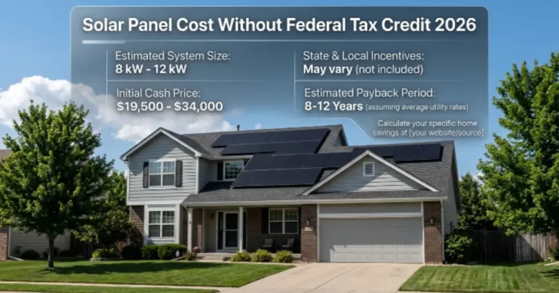 solar panel cost without federal tax credit 2026
